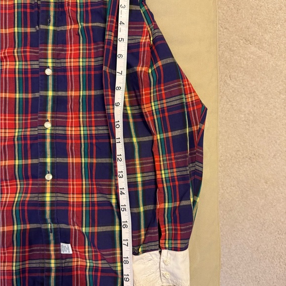 Ralph Lauren Red & Blue Plaid Button-Down with White Lacey Collar and Cuffs - Picture 3 of 11